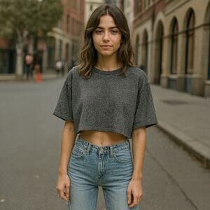 Zara Trafaluc Sparkle Metallic Top Sz Medium Black Silver 3/4 Sleeve Coquette